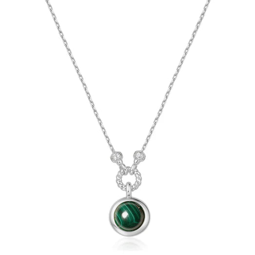 Silver Malachite Reversible Vacation Necklace