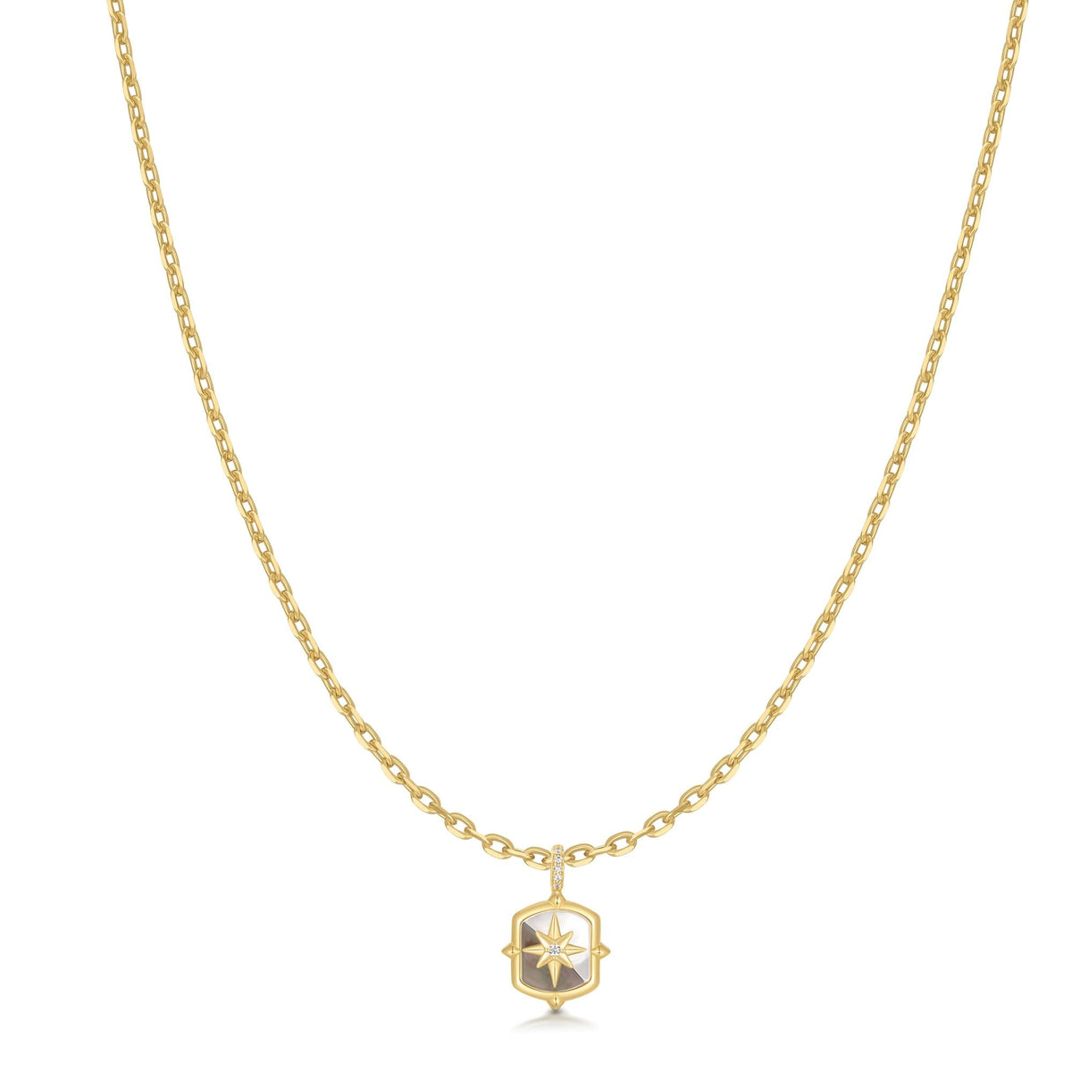 Gold Colour-Block Mother of Pearl Star Necklace