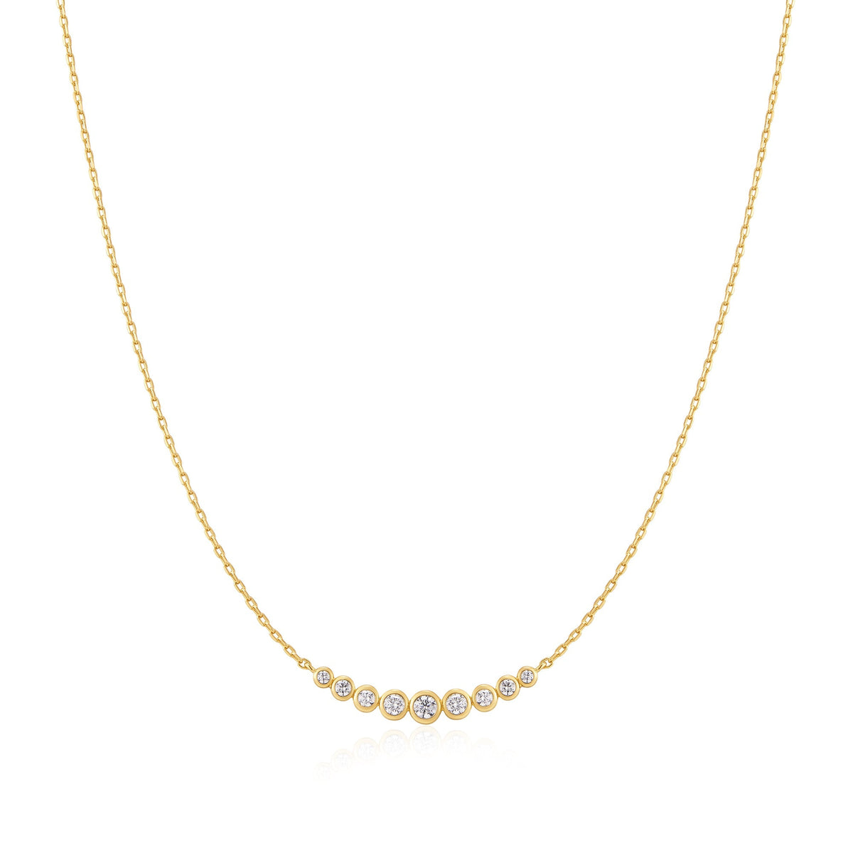 Gold Graduated Bezel-Set Necklace