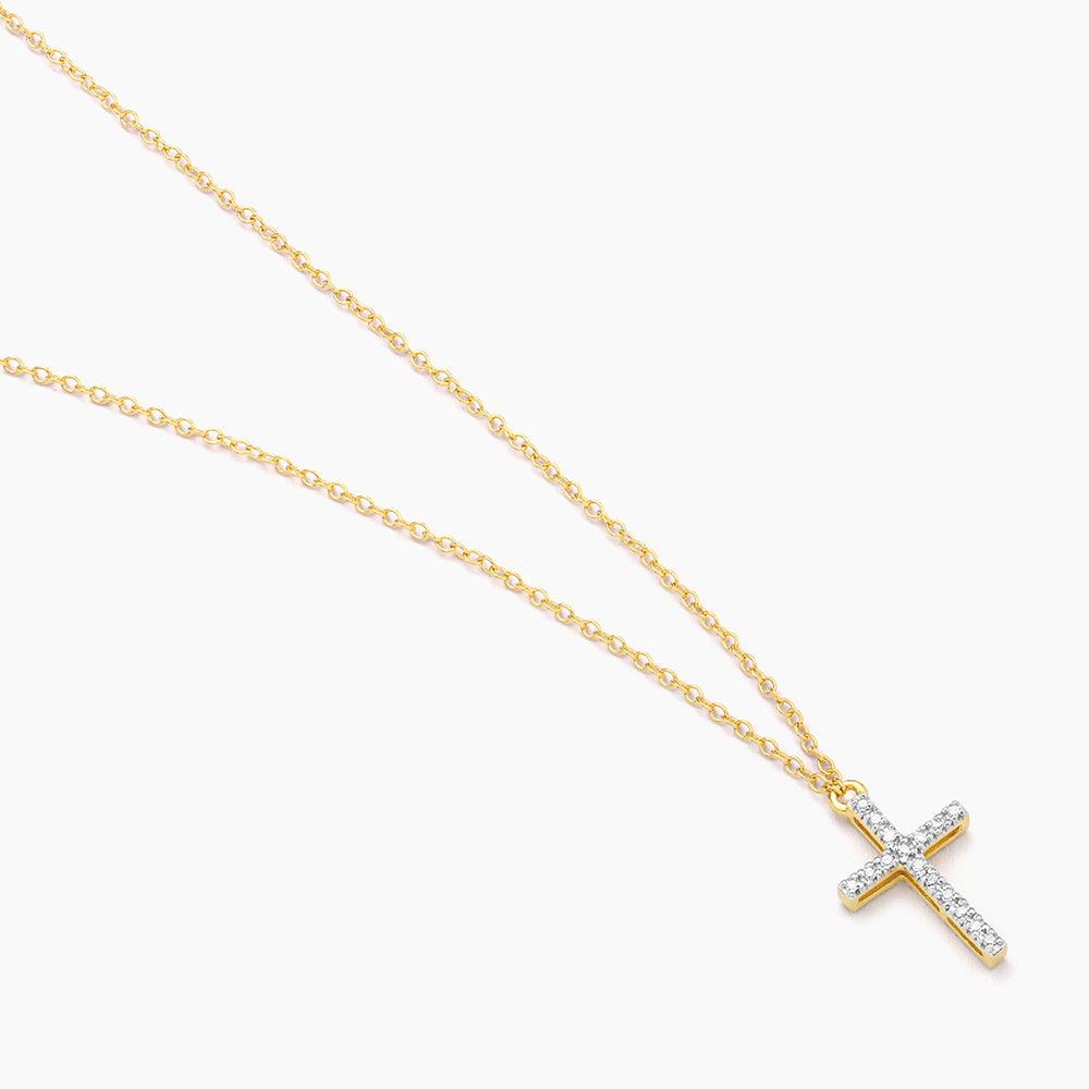 Believe Cross Pendant-Diamond and 14k Gold Vermeil-Sterling Silver Necklace