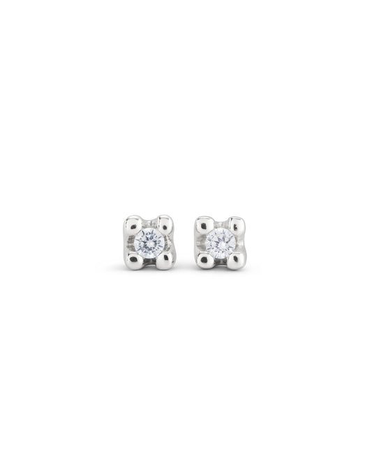 Stud Earrings with White Cubic Zirconia