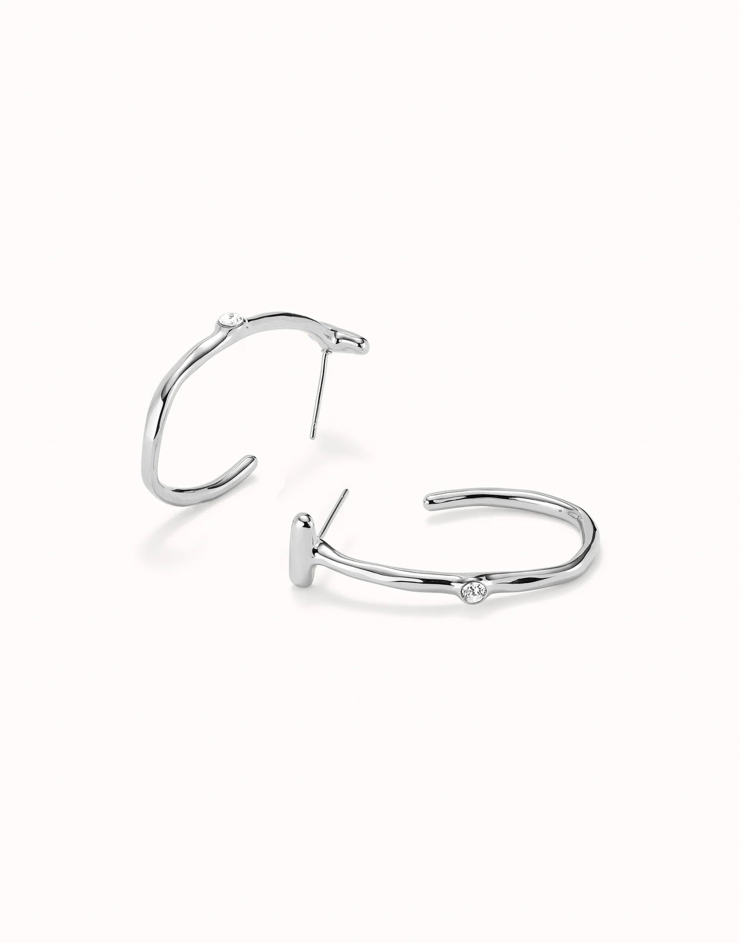 Hoop earrings with white topaz-Uno De 50