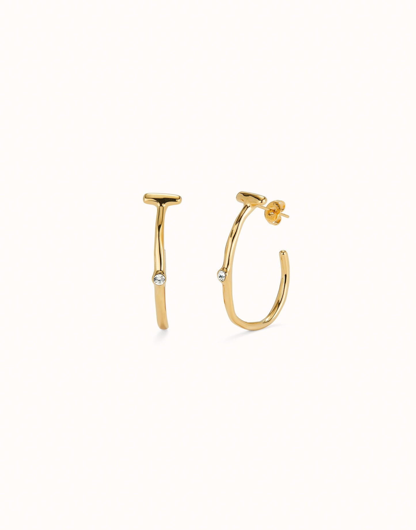 Hoop earrings with white topaz-Uno De 50