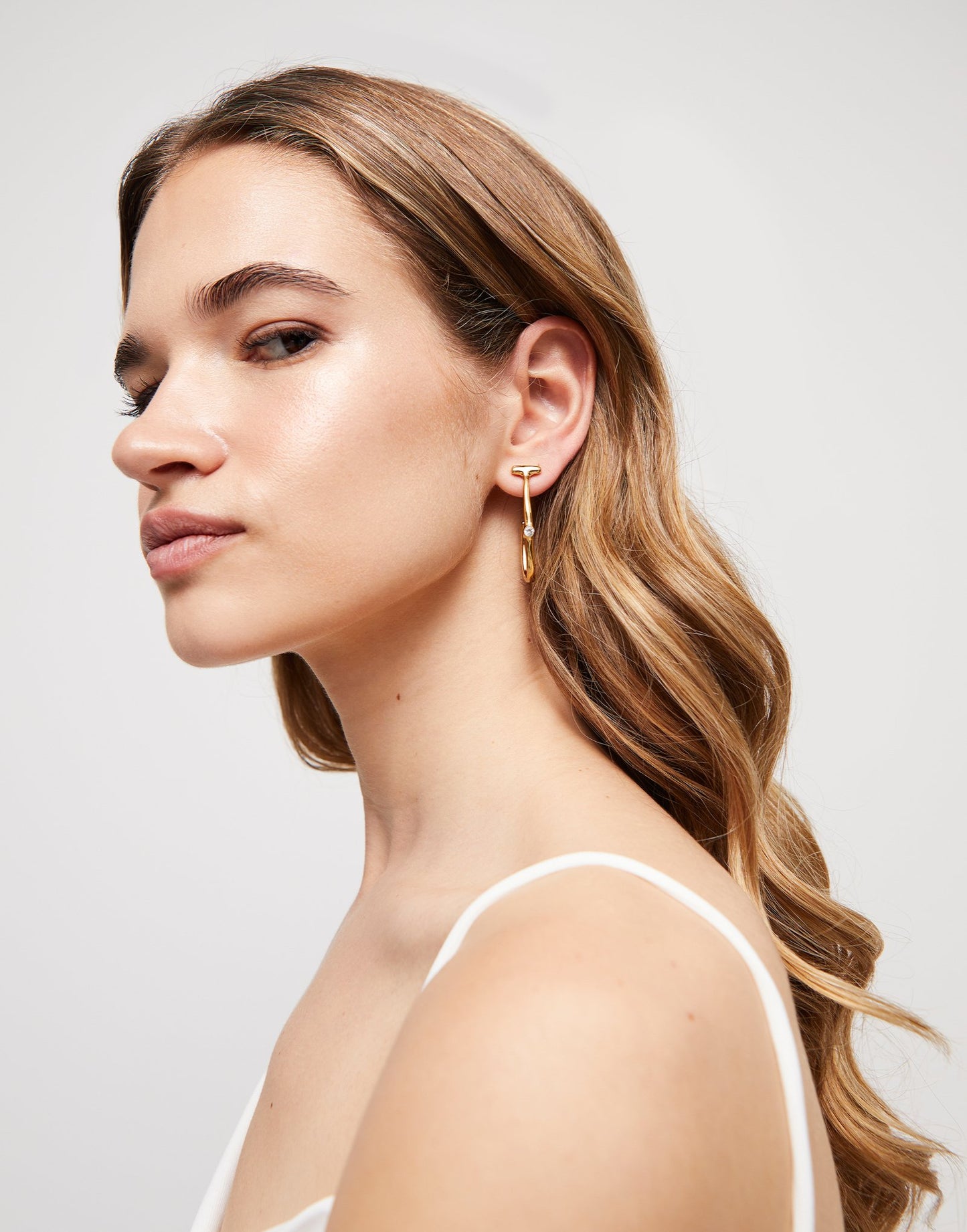 Hoop earrings with white topaz-Uno De 50