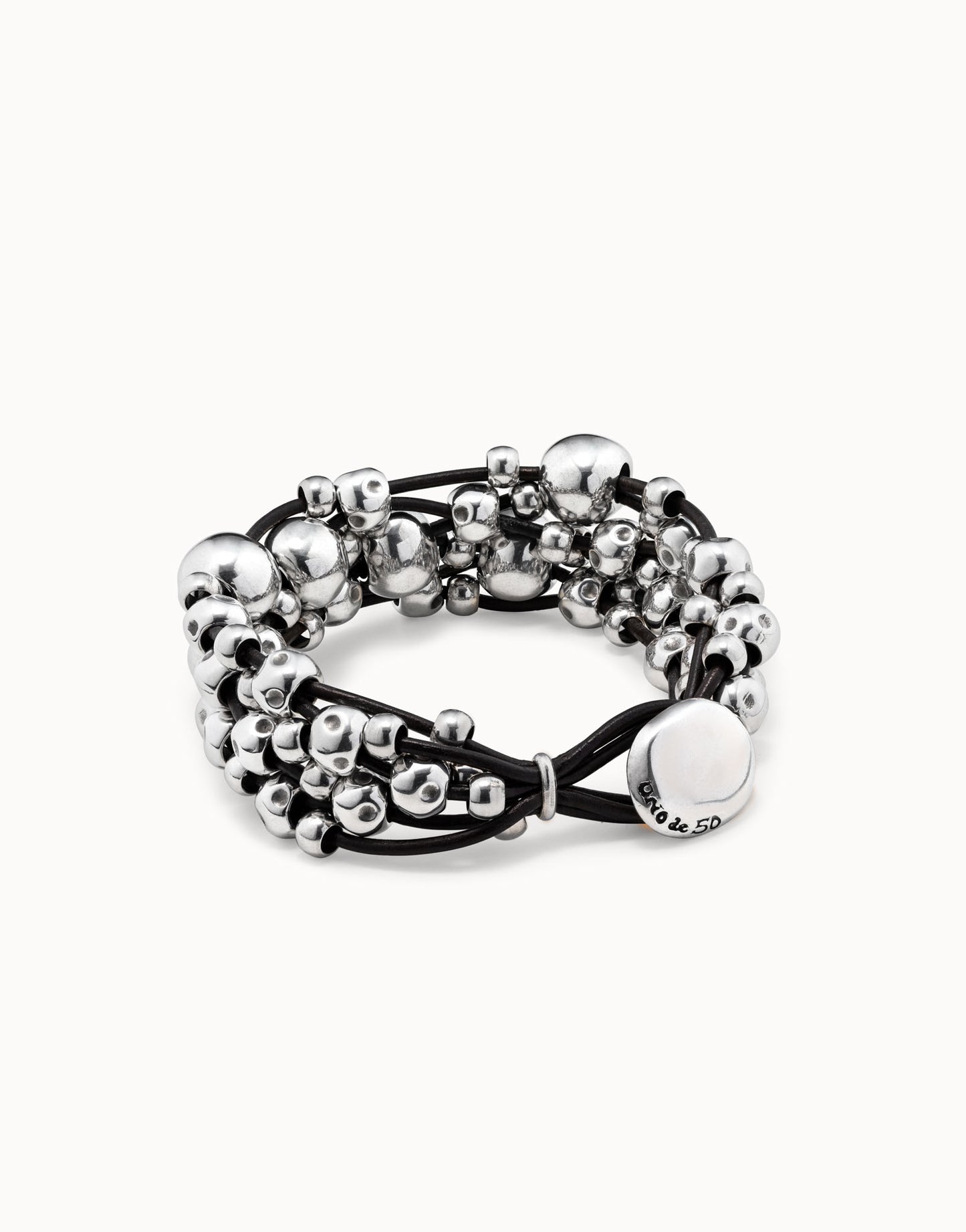 Multi strand beaded leather bracelet-Uno De 50