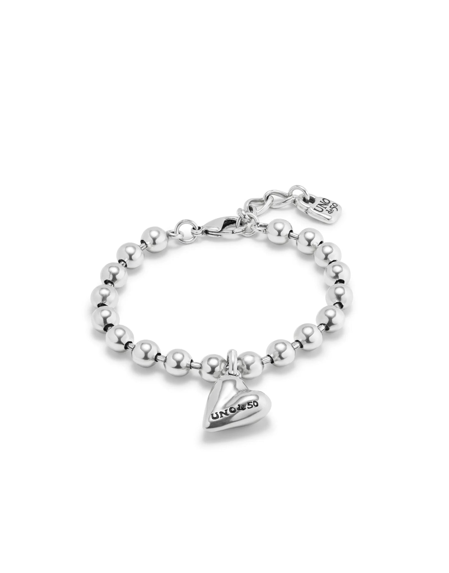 Beaded bracelet with a heart charm-Uno De 50