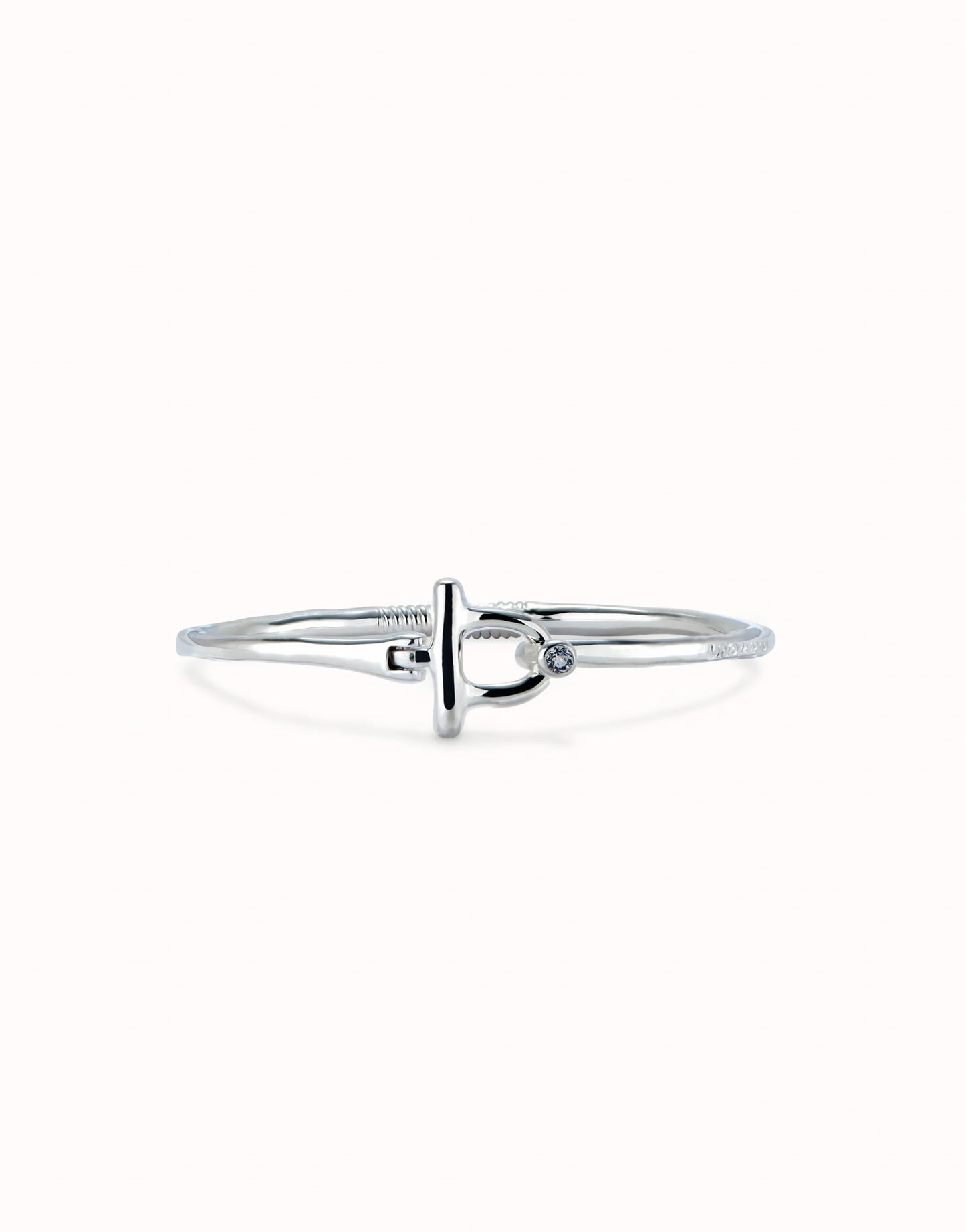 Bangle bracelet with white topaz-Uno De 50