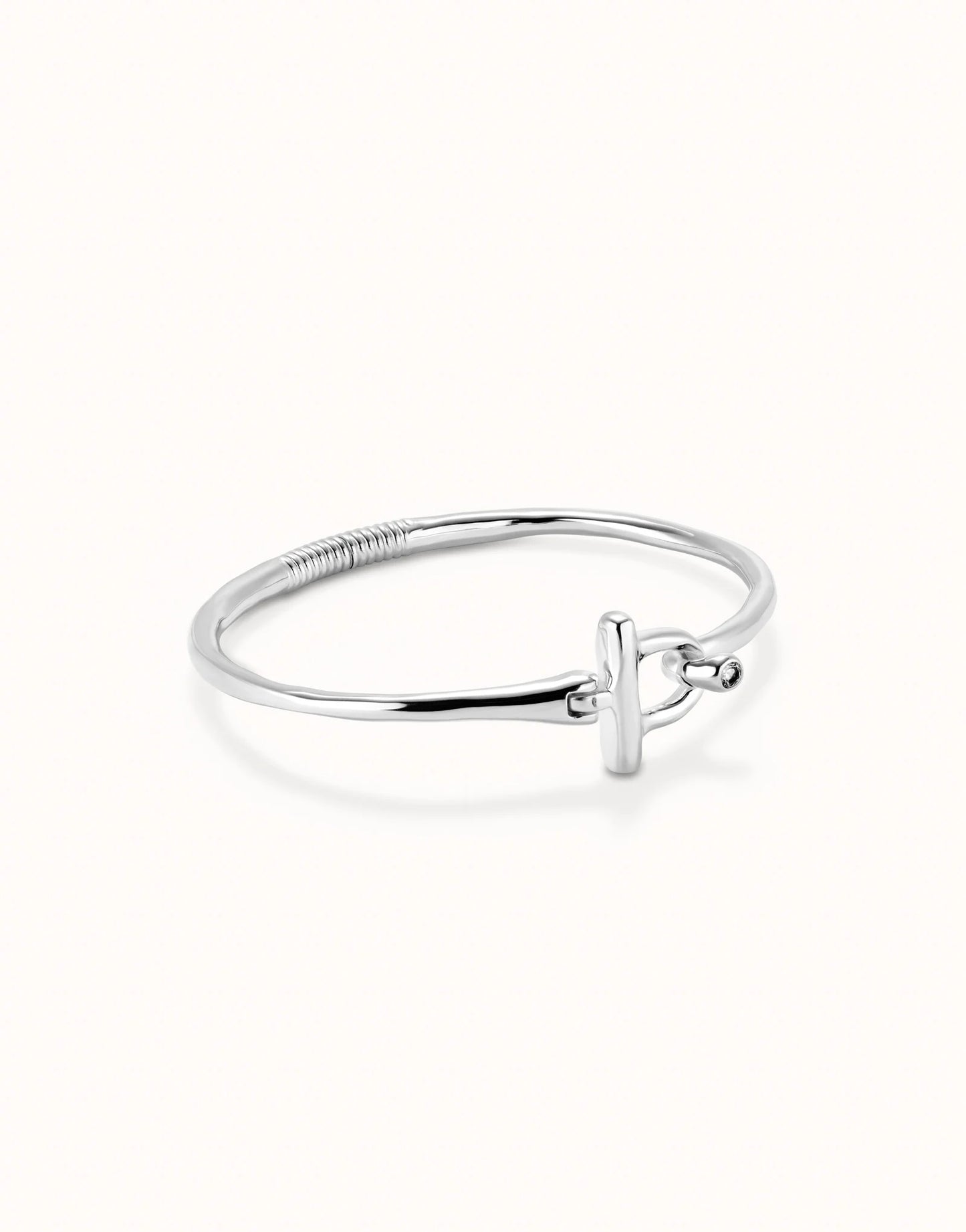 Bangle bracelet with white topaz-Uno De 50