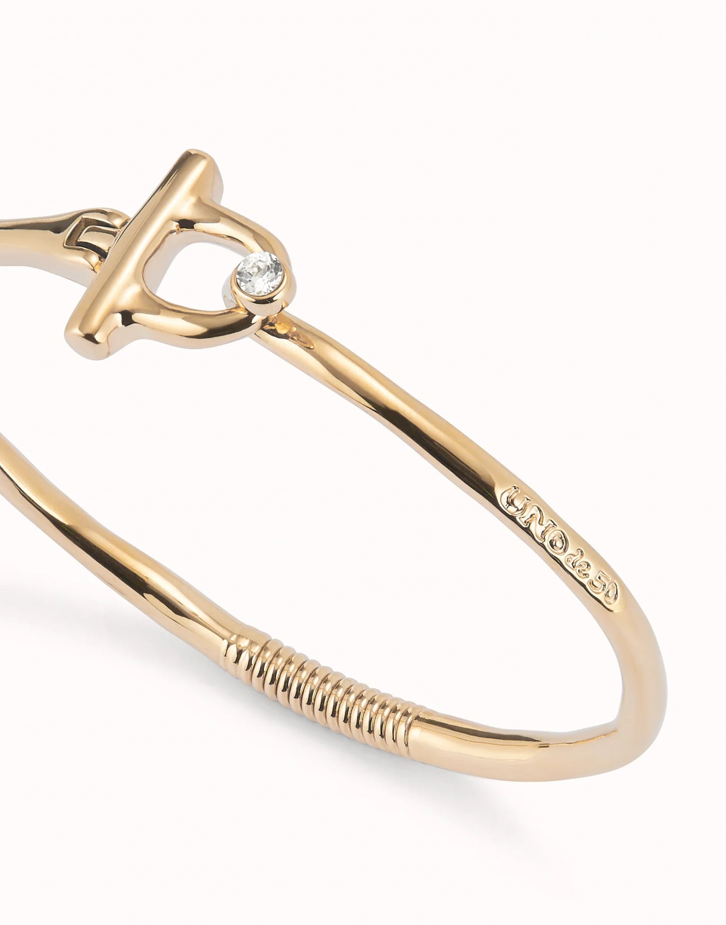 Bangle bracelet with white topaz-Uno De 50