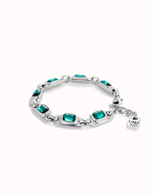 Chain bracelet with green crystals- Uno De 50