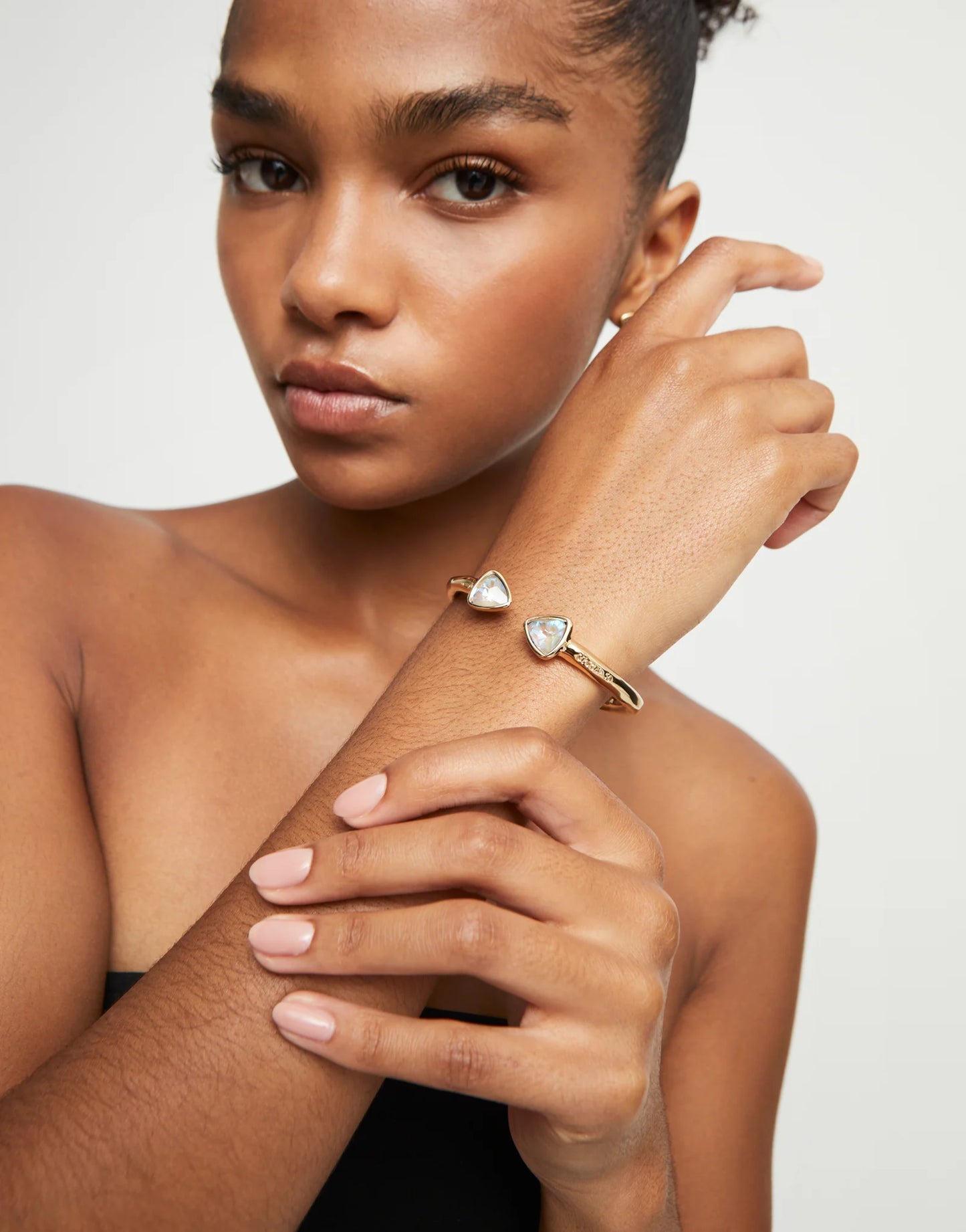 Cuff Bracelet with Two Mulitcolored Crystals