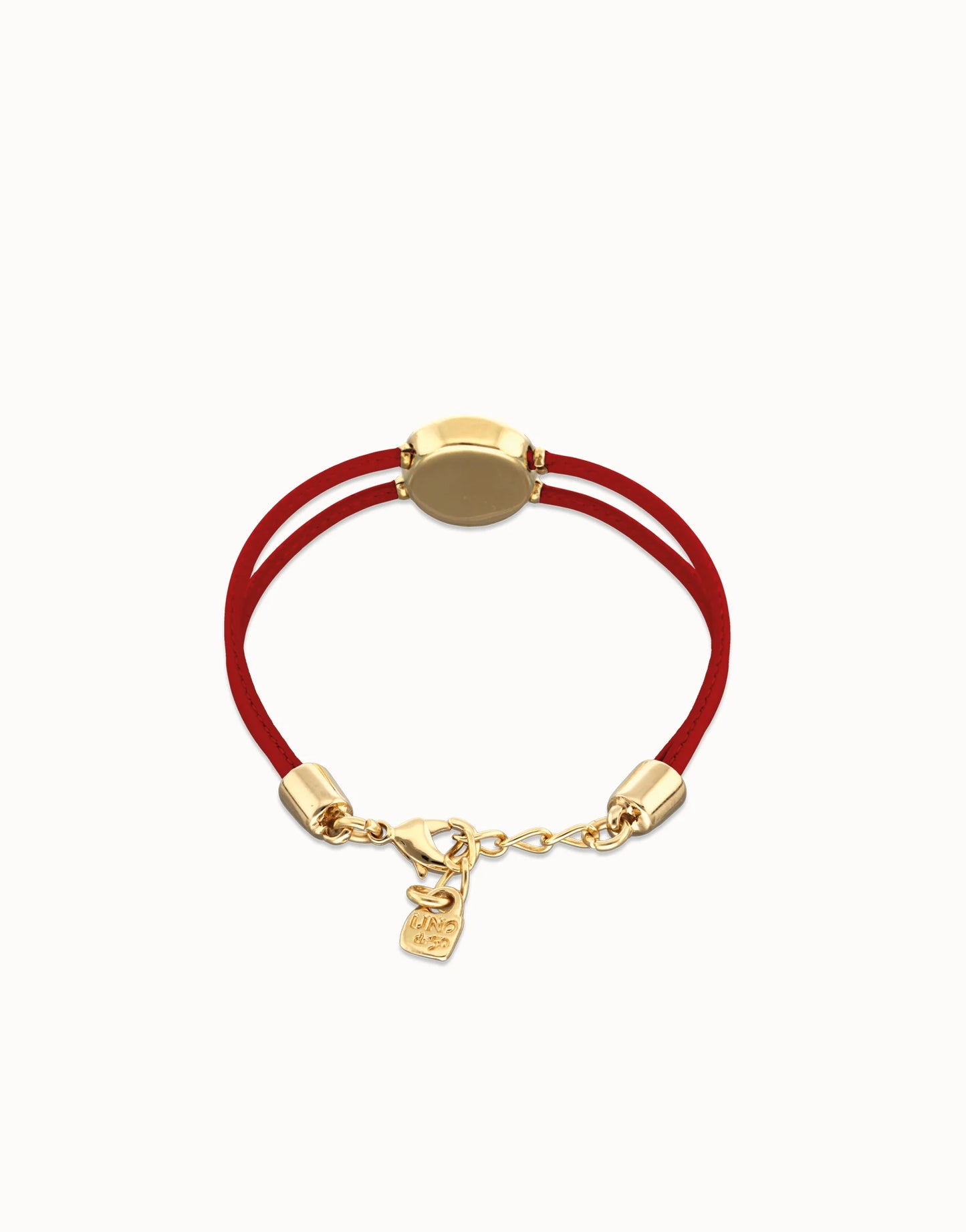 Double red leather birthstone bracelet with eye-Uno De 50