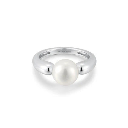 Zoom Silver Freshwater Sphere Pearl Ring-Ania Haie