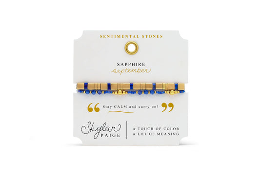SAPPHIRE- Birthstone Bracelet-Tila Bead-Skylar Paige-Stia Couture