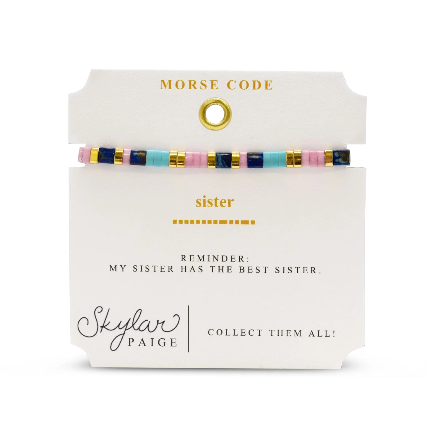 SISTER - Morse Code Tila Beaded Bracelet - Tried and True Turk Lav and Blue-Skylar Paige