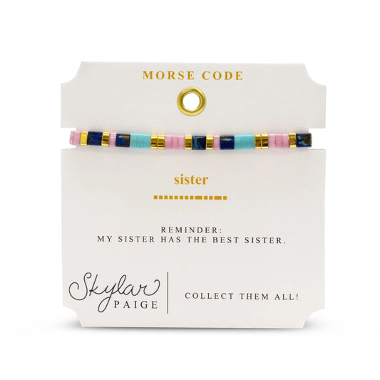 SISTER - Morse Code Tila Beaded Bracelet - Tried and True Turk Lav and Blue-Skylar Paige