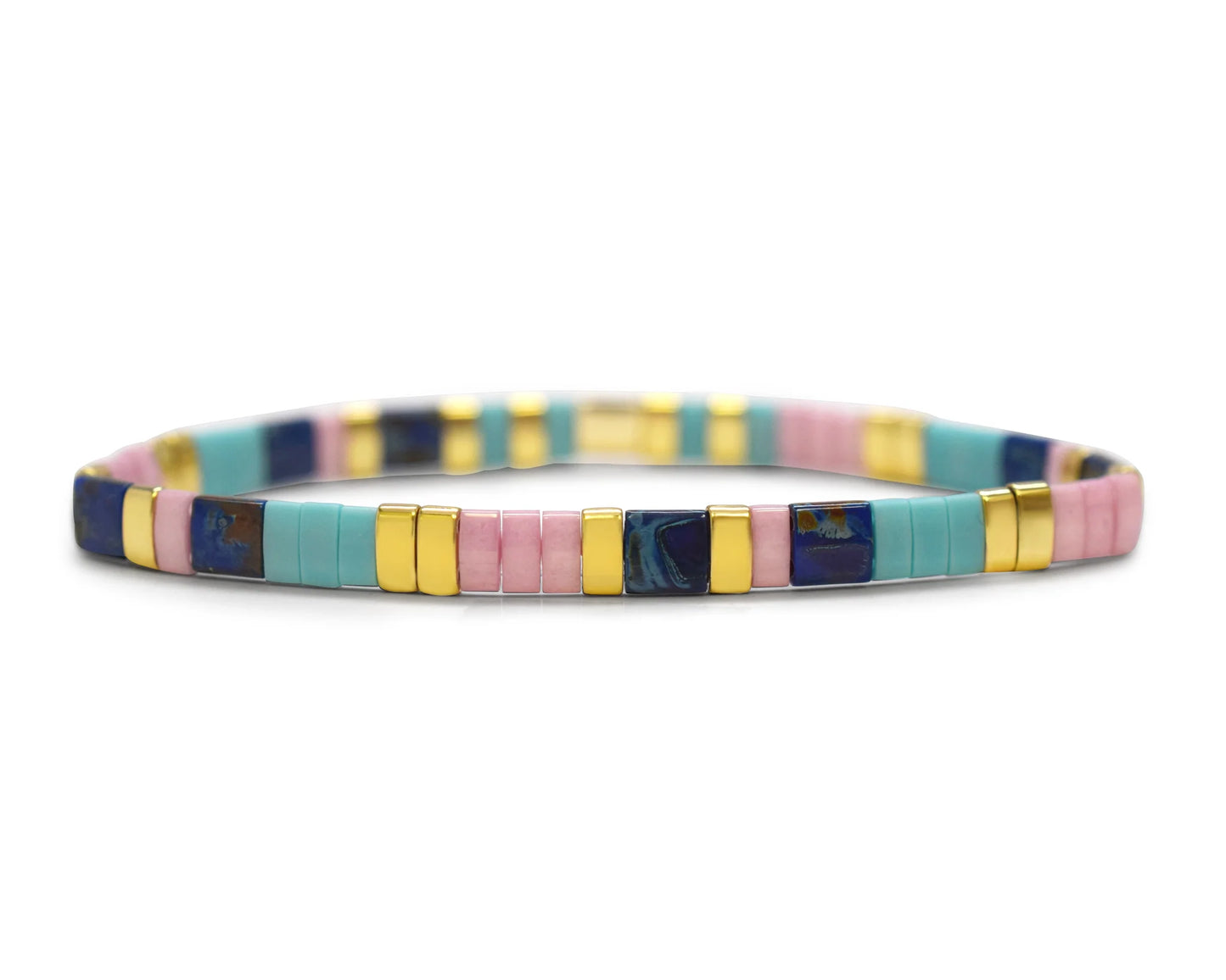SISTER - Morse Code Tila Beaded Bracelet - Tried and True Turk Lav and Blue-Skylar Paige
