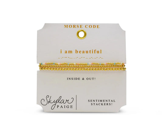 Skylar Paige - I AM BEAUTIFUL - Sentimental Stackers Beaded Bracelets - Prizeworthy Peach