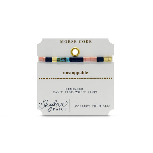 UNSTOPPABLE - Morse Code Tila Beaded Bracelet-Skylar Paige