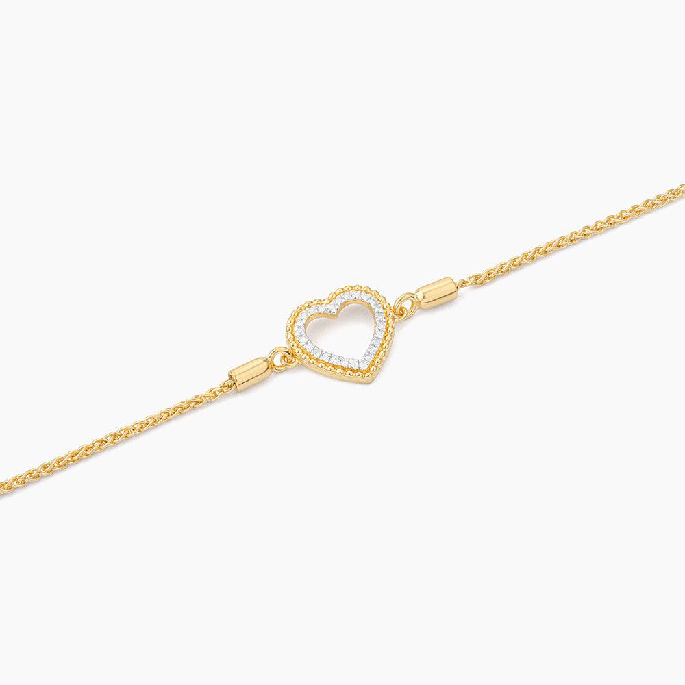 Beaded Heart Bolo -Diamond-Sterling Silver-14K Gold Vermeil Bracelet