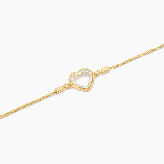 Beaded Heart Bolo -Diamond-Sterling Silver-14K Gold Vermeil Bracelet