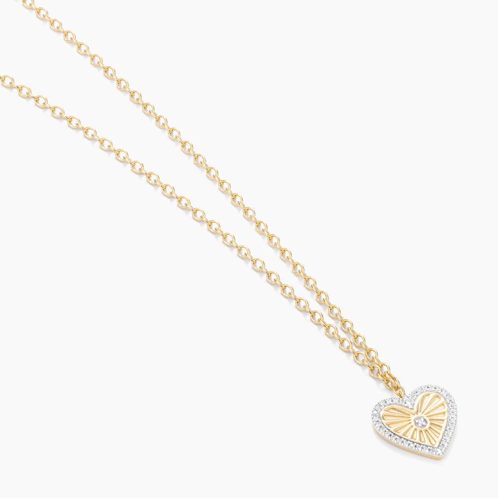14 K Gold Vermeil k-Sterling Silver- Heart Burst Diamond Necklace-Ella Stein
