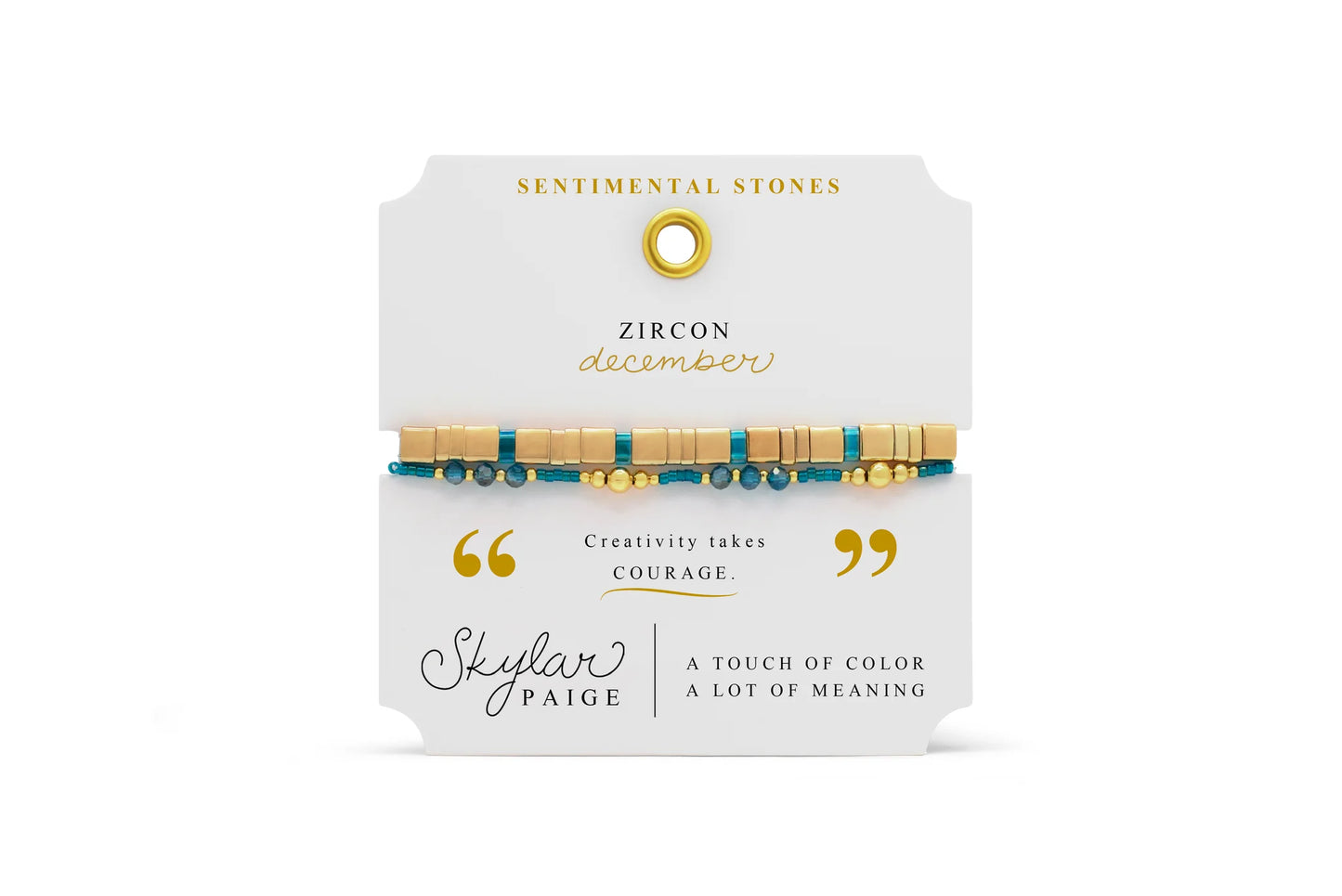 BLUE ZIRCON-Birthstone Bracelet-Tila Bead-Skylar Paige-Stia Couture
