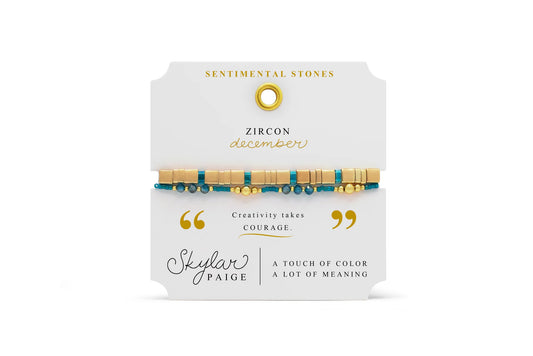BLUE ZIRCON-Birthstone Bracelet-Tila Bead-Skylar Paige-Stia Couture