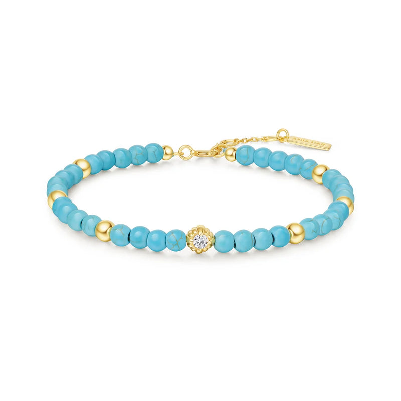 Gold Lab Created Turquoise Beaded Bracelet Ania Haie