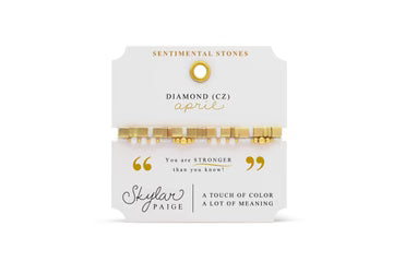 DIAMOND (CZ)- Birthstone Bracelet-Tila Bead-Skylar Paige-Stia Couture