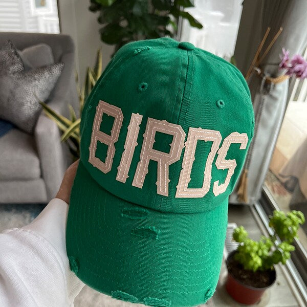 BIRDS Kelly Green Distressed Cap