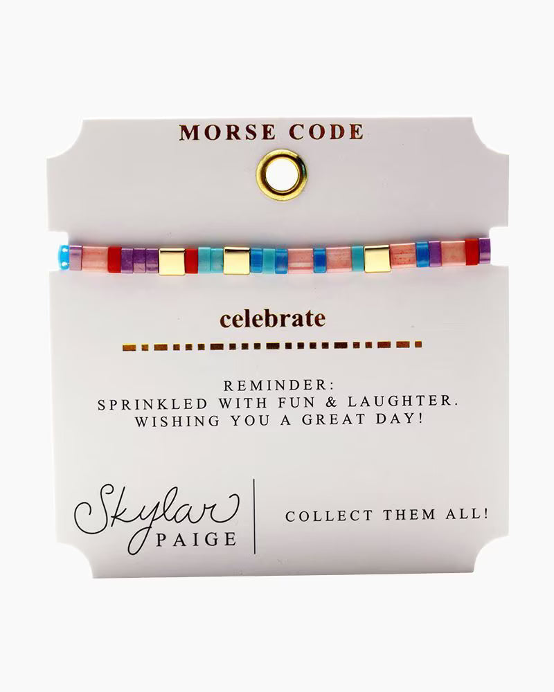 - CELEBRATE - Morse Code Tila Beaded Bracelet - Colorful Confetti- Skylar Paige