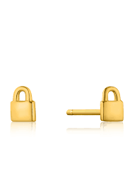 Gold Padlock Stud Earrings-Ania Haie