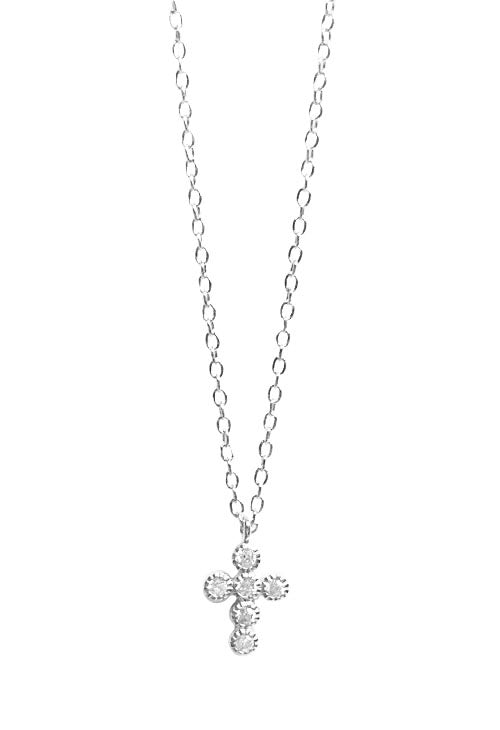 Sterling Silver and CZ Cross Necklace