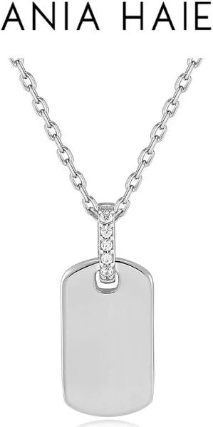 Sterling Silver Glam Tag Pendant Necklace-Ania Haie